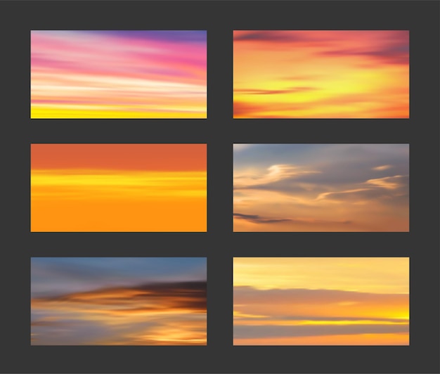 Establecer gradientes de puesta de sol y salida del sol, fondo vectorial