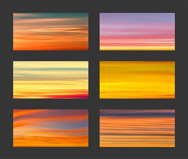 Establecer gradientes de puesta de sol y salida del sol, fondo vectorial