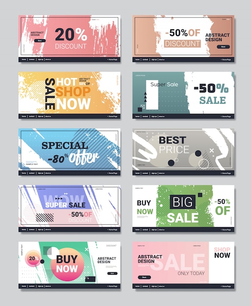 establecer gran venta pancartas oferta especial campaña promocional diseño publicitario carteles compras descuento concepto plantillas colección vertical copia espacio