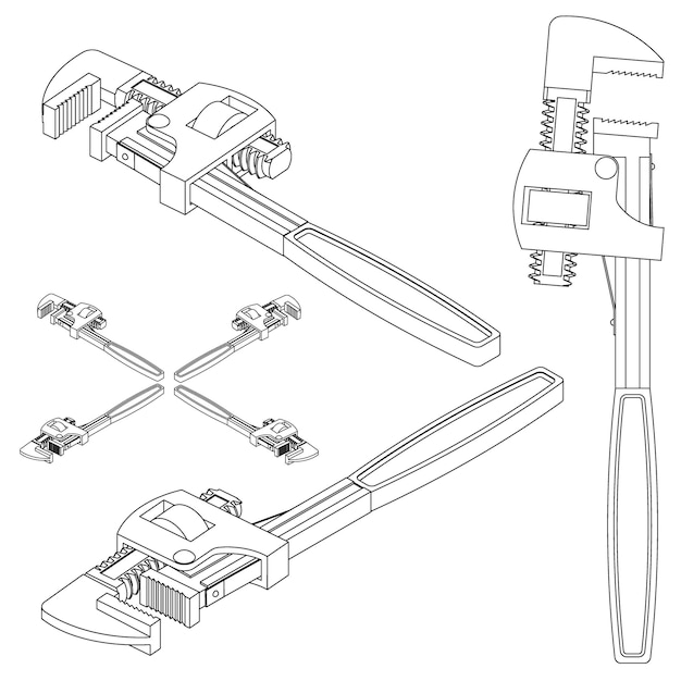 Establecer herramientas isométricas sobre un fondo blanco.