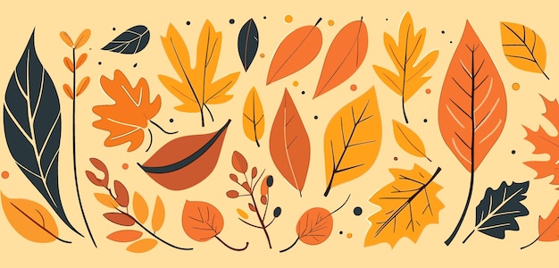 Vector establecer hojas de otoño estilo de dibujos animados lindo ilustración vectorial