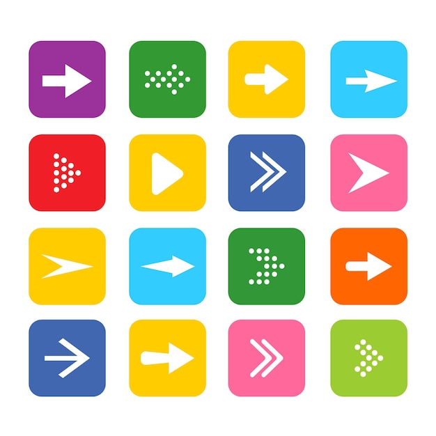 Establecer icono de flecha Colección flechas diferentes signo Vector de flechas de colores vector