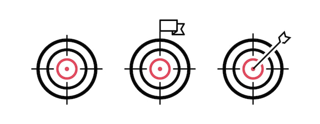 Establecer icono de línea de destino Concepto de objetivo Símbolo de estrategia de orientación de marketing Diseño de logotipo Ilustración vectorial