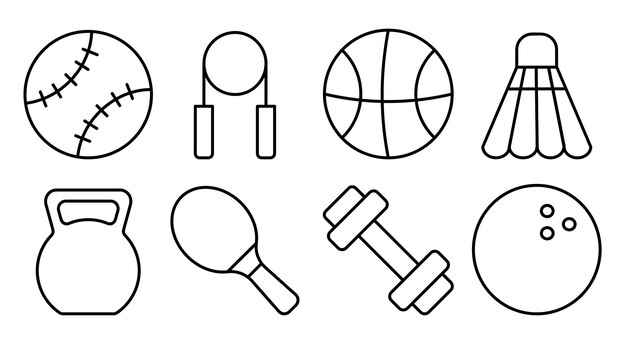 Establecer icono de línea vectorial fitness deportivo