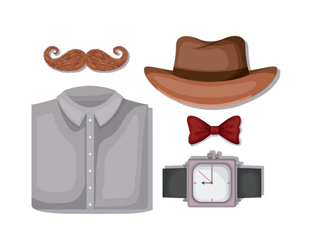 Vector establecer los iconos de accesorios masculinos