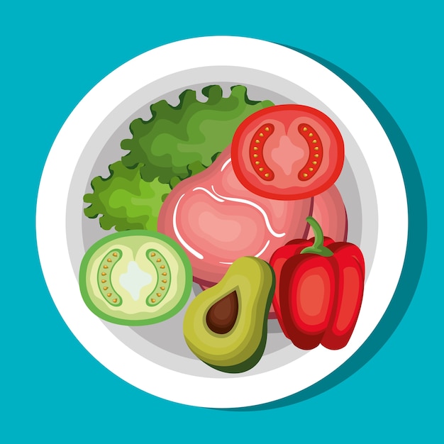 establecer iconos de comida nutritiva aislado vector diseño de ilustración