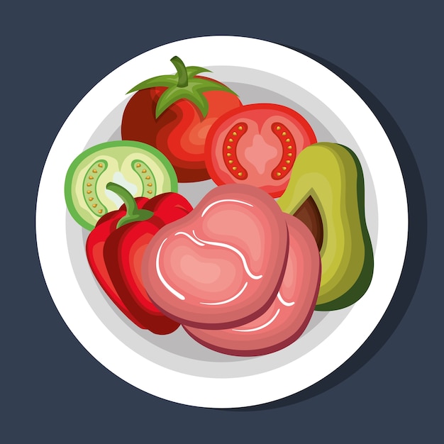 establecer iconos de comida nutritiva aislado vector diseño de ilustración