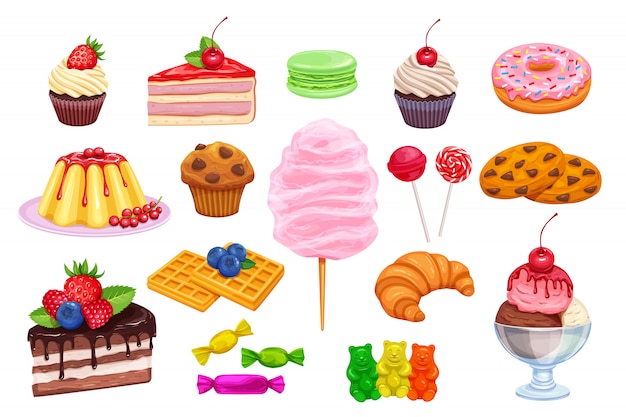 establecer iconos de confitería y dulces