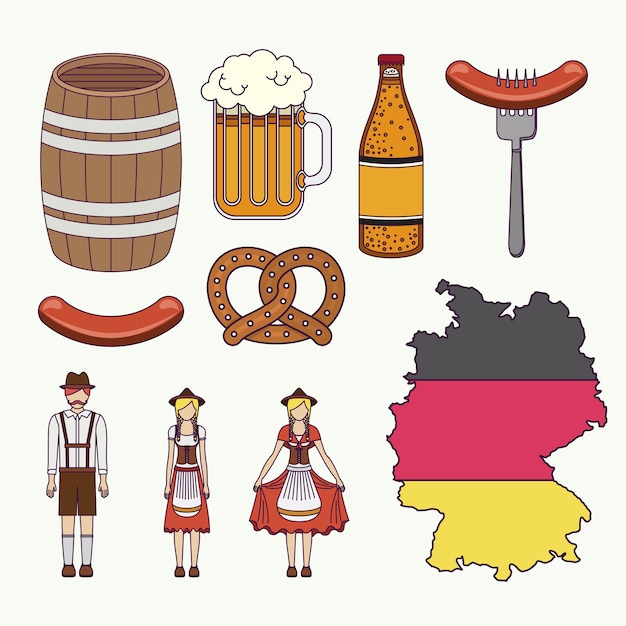 establecer iconos cultura Alemania vector ilustración diseño