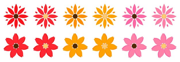 Establecer iconos de flores plantilla de diseño gráfico ilustración vectorial