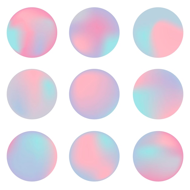 Establecer iconos de gradiente redondos aislados para redes sociales Plantilla de textura de fondo abstracto moderno