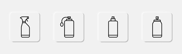 Establecer los iconos de las latas de aerosol El icono de la botella de aerosol en línea La limpieza de la botella de aerosol El icono de la lata de aerosol