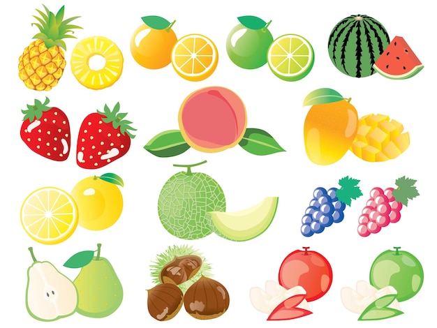 Establecer ilustración de las frutas.