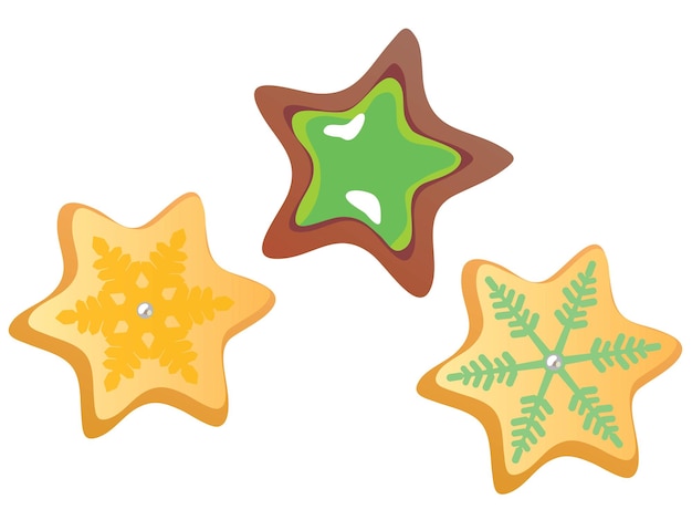 Establecer ilustración de la galleta en forma de estrella para la Navidad
