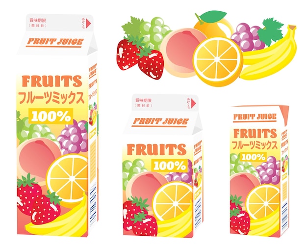 Establecer ilustración de paquete de jugo mixto