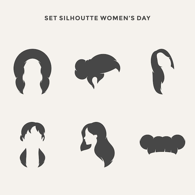 Establecer la ilustración de vector de Silhoutte del día de la mujer