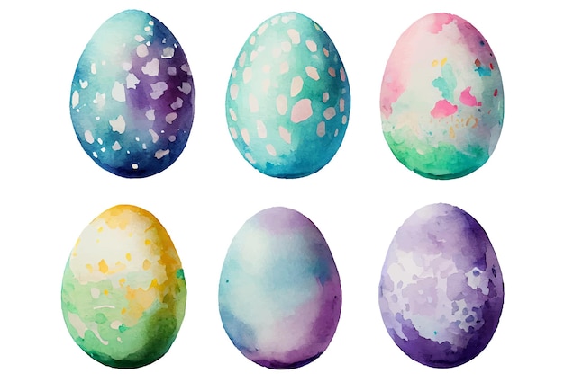 Establecer ilustración vectorial de aislado de huevo colorido aester sobre fondo blanco