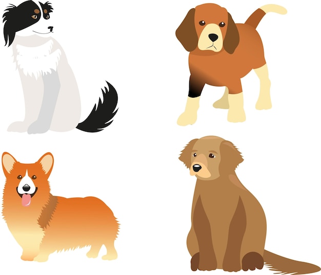 establecer ilustración vectorial de perro, paquete de pegatinas