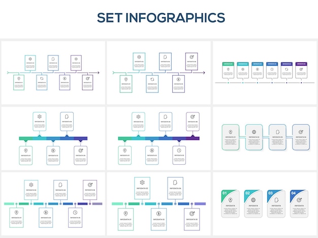 Establecer infografía con 4 5 6 7 pasos opciones partes o procesos Visualización de datos comerciales