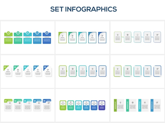 Establecer infografía con 4 5 6 pasos opciones partes o procesos Visualización de datos comerciales