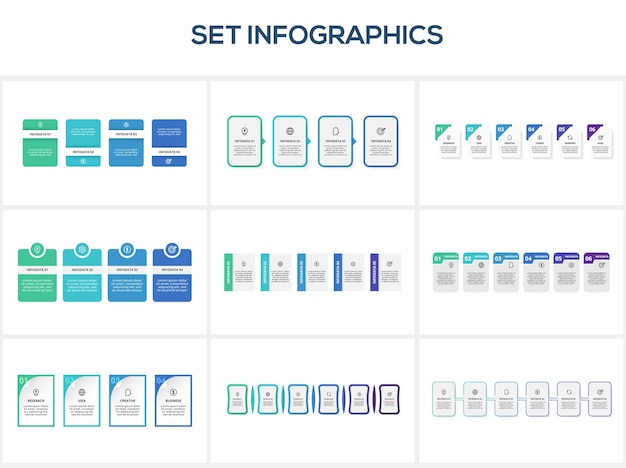 Establecer infografía con 4 6 pasos opciones partes o procesos Visualización de datos comerciales