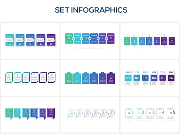 Establecer infografía con 5 6 7 pasos opciones partes o procesos Visualización de datos comerciales