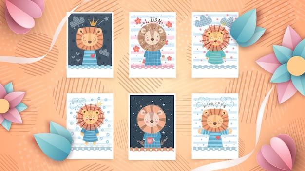 Establecer linda idea animal para tarjeta de felicitación