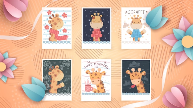 Establecer linda idea animal para tarjeta de felicitación