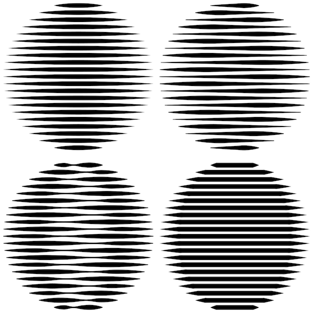 Establecer el logotipo del círculo con líneas icono inusual Diseño Vector rayas horizontales Forma geométrica el efecto de la refracción la refracción de la luz diseño de arte pop