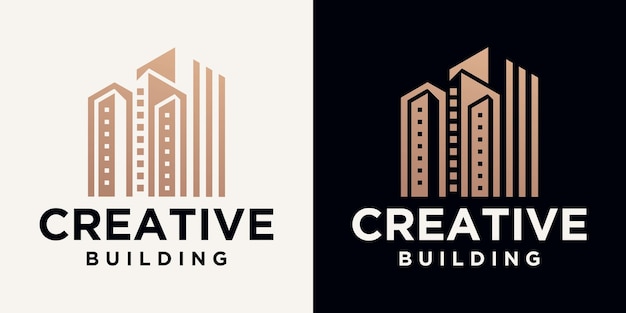 Establecer el logotipo de la construcción del edificio, el logotipo del edificio, las líneas geométricas, el diseño del icono, la plantilla del logotipo inmobiliario