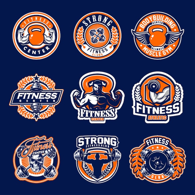 Vector establecer el logotipo de fitness