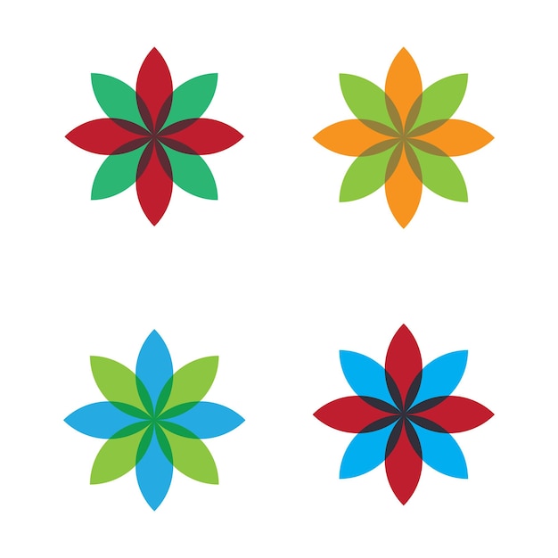 Establecer logotipo de flor y plantilla de vector