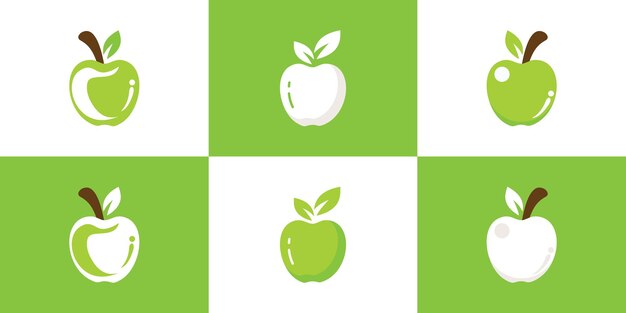 Establecer logotipo de fruta de manzana fruta fresca con concepto creativo Vector Premium