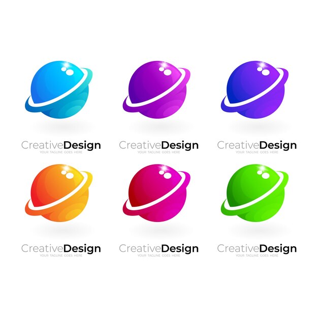 Establecer el logotipo del globo con plantilla de diseño colorido, estilo colorido