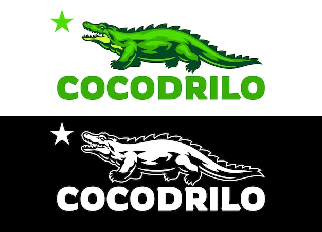 Establecer el logotipo de la mascota del cocodrilo verde