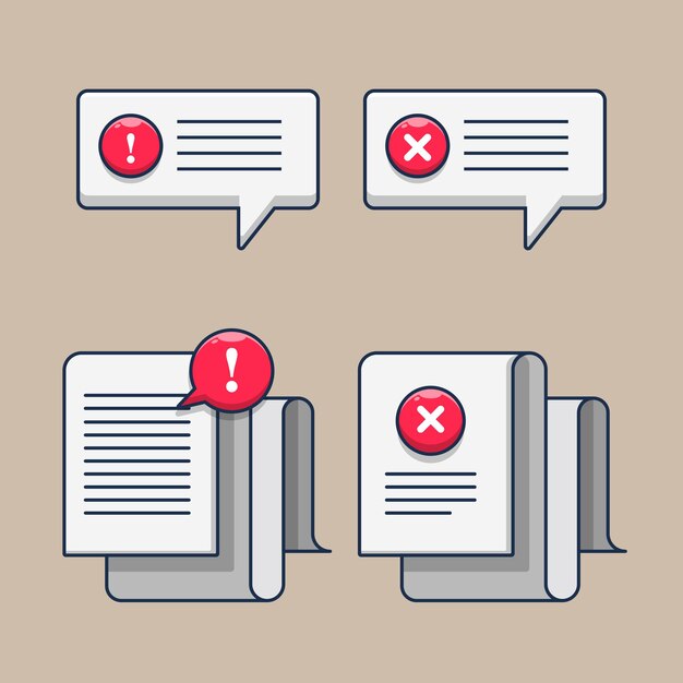 Establecer mensaje de error en la ilustración del icono de documento