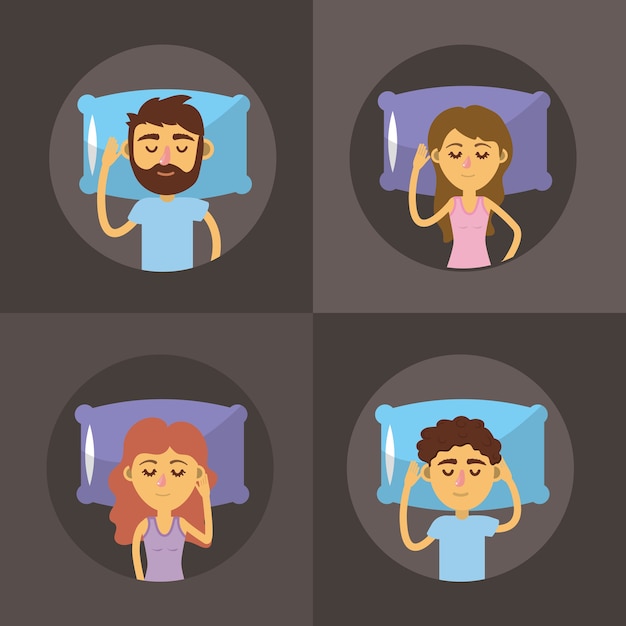 establecer mujer y hombre durmiendo con buenas noches