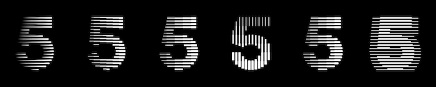 Establecer números cinco 5 líneas de logotipo ilustración de vector de arte moderno abstracto