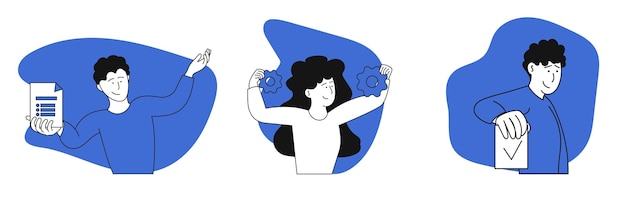 Establecer el objetivo del proyecto establecer el concepto de ilustración de vector de negocio Estrategia de gestión de éxito e inteligente