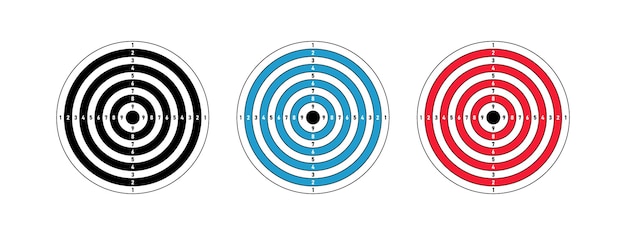 Establecer objetivo redondo para competición de tiro al blanco Objetivo de plantilla con números para campo de tiro o tiro con pistola Ilustración vectorial