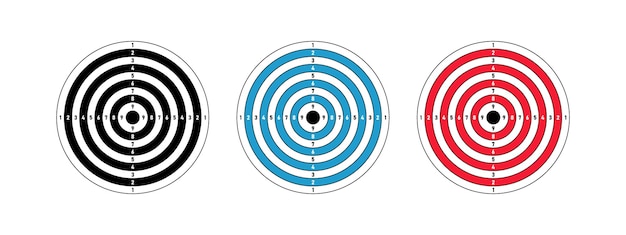 Establecer objetivo redondo para competición de tiro al blanco objetivo de plantilla con números para campo de tiro o tiro con pistola ilustración vectorial