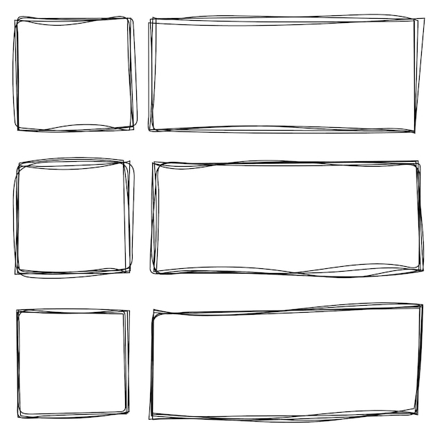 Establecer objetos de rotulador rectangulares dibujados a mano Cuadro de texto y marcos