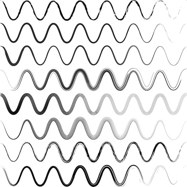 Vector establecer ondas de un zigzag con cepillos de mano de esquinas redondeadas