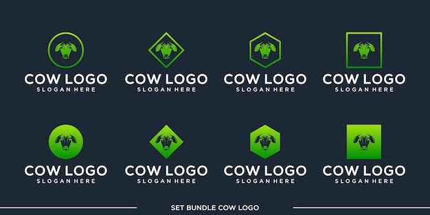 establecer el paquete de vectores de diseño de logotipo de VACA premium