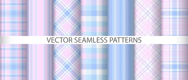 Establecer patrón de fondo a cuadros Tela de cuadros de tartán Vector textura textil sin costuras