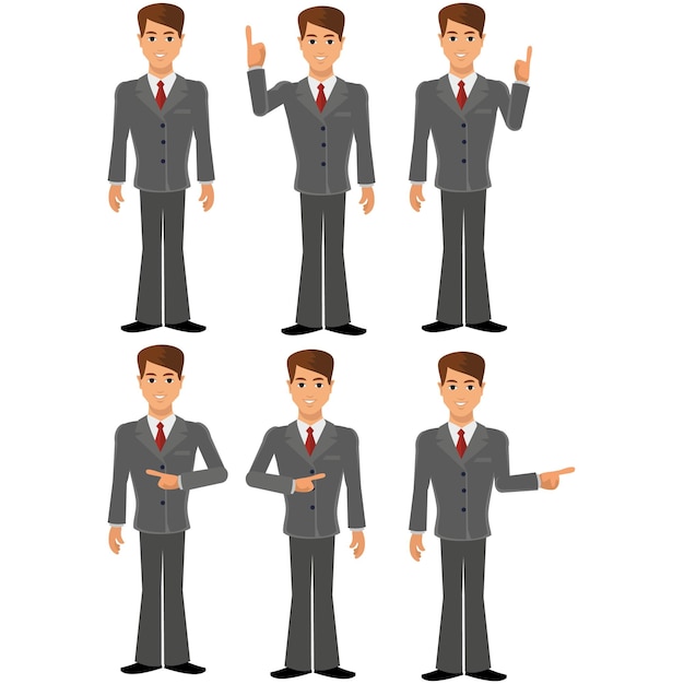 establecer personaje joven empresario ilustración plana