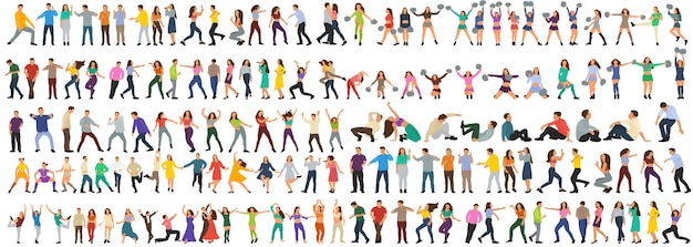 Establecer personas diseño plano vector aislado
