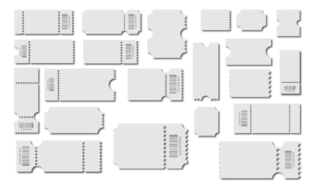 Vector establecer plantilla de boleto en blanco color gris boletos de concierto cupones de lotería cupón de vector boleto