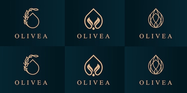Establecer plantilla de diseño de logotipo de aceite de oliva.