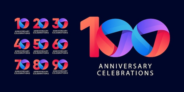 Establecer plantilla de diseño de logotipo de aniversario.